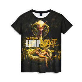 Женская футболка 3D с принтом Limp Bizkit , 100% полиэфир ( синтетическое хлопкоподобное полотно) | прямой крой, круглый вырез горловины, длина до линии бедер | bizkit | cobra | gold | limp | limp bizkit | бизкит | голд | кобра | лимп | лимп бизкит | лимпбизкит | рок