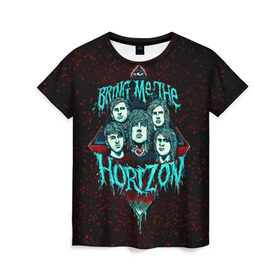 Женская футболка 3D с принтом Bring Me The Horizon , 100% полиэфир ( синтетическое хлопкоподобное полотно) | прямой крой, круглый вырез горловины, длина до линии бедер | bmth | bring me the horizon | hardcore | rock | музыка | рок