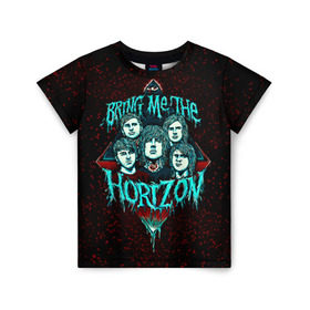 Детская футболка 3D с принтом Bring Me The Horizon , 100% гипоаллергенный полиэфир | прямой крой, круглый вырез горловины, длина до линии бедер, чуть спущенное плечо, ткань немного тянется | Тематика изображения на принте: bmth | bring me the horizon | hardcore | rock | музыка | рок