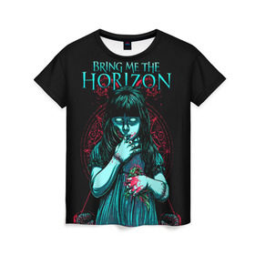 Женская футболка 3D с принтом Bring Me The Horizon , 100% полиэфир ( синтетическое хлопкоподобное полотно) | прямой крой, круглый вырез горловины, длина до линии бедер | bmth | bring me the horizon | hardcore | rock | музыка | рок
