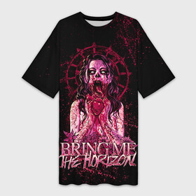 Платье-футболка 3D с принтом Bring Me The Horizon   девушка зомби ест сердце ,  |  | bmth | bring me the horizon | hardcore | rock | музыка | рок