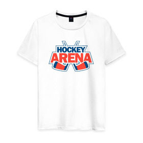 Мужская футболка хлопок с принтом Hockey Arena , 100% хлопок | прямой крой, круглый вырез горловины, длина до линии бедер, слегка спущенное плечо. | arena | hockey | для фанатов игры hockey arenahockeyarena