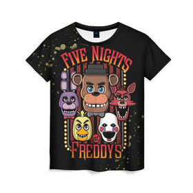 Женская футболка 3D с принтом Five Nights At Freddy`s , 100% полиэфир ( синтетическое хлопкоподобное полотно) | прямой крой, круглый вырез горловины, длина до линии бедер | five nights at freddys | fnaf | freddy | игры | медведь | мишка | фнаф | фредди