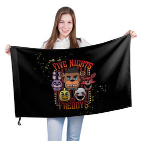 Флаг 3D с принтом Five Nights At Freddy`s , 100% полиэстер | плотность ткани — 95 г/м2, размер — 67 х 109 см. Принт наносится с одной стороны | five nights at freddys | fnaf | freddy | игры | медведь | мишка | фнаф | фредди