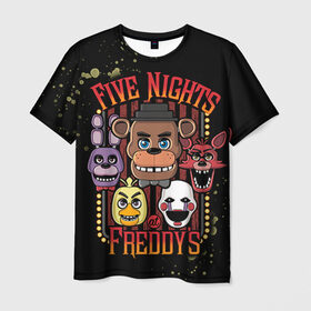 Мужская футболка 3D с принтом Five Nights At Freddy`s , 100% полиэфир | прямой крой, круглый вырез горловины, длина до линии бедер | Тематика изображения на принте: five nights at freddys | fnaf | freddy | игры | медведь | мишка | фнаф | фредди