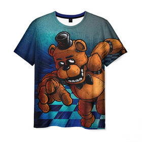 Мужская футболка 3D с принтом Five Nights At Freddy`s , 100% полиэфир | прямой крой, круглый вырез горловины, длина до линии бедер | Тематика изображения на принте: five nights at freddys | fnaf | freddy | игры | медведь | мишка | фнаф | фредди