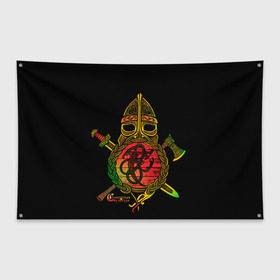 Флаг-баннер с принтом Славянский щит , 100% полиэстер | размер 67 х 109 см, плотность ткани — 95 г/м2; по краям флага есть четыре люверса для крепления | русь