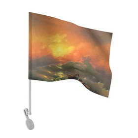 Флаг для автомобиля с принтом Айвазовский - 9 Вал , 100% полиэстер | Размер: 30*21 см | 9 вал | айвазовский | вал | девятый | картина | море | пейзаж | феодосия | художник | черное | шторм