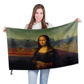 Флаг 3D с принтом Леонардо да Винчи - Мона Лиза , 100% полиэстер | плотность ткани — 95 г/м2, размер — 67 х 109 см. Принт наносится с одной стороны | картина | леонардо да винчи | лиза | мона | мона лиза | художник
