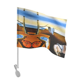 Флаг для автомобиля с принтом Сальвадор Дали - Постоянство Памяти , 100% полиэстер | Размер: 30*21 см | dali | время | дали | картина | постоянство памяти | сальвадор | текучесть | художник | часы