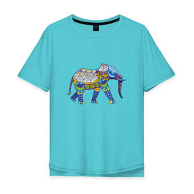 Мужская футболка хлопок Oversize с принтом Слон. Мозаика. Индия , 100% хлопок | свободный крой, круглый ворот, “спинка” длиннее передней части | индия | мозаика | слон