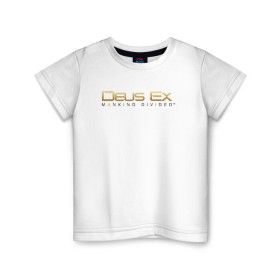 Детская футболка хлопок с принтом Deus Ex Mankind Divided , 100% хлопок | круглый вырез горловины, полуприлегающий силуэт, длина до линии бедер | deus ex mankind divided human revolution