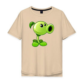 Мужская футболка хлопок Oversize с принтом Peashooter , 100% хлопок | свободный крой, круглый ворот, “спинка” длиннее передней части | peashooter plants vs zombies растения против