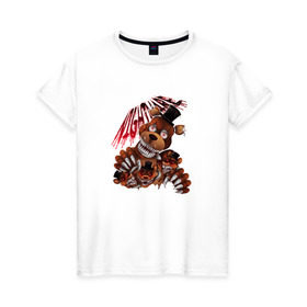 Женская футболка хлопок с принтом Five nights at Freddy`s , 100% хлопок | прямой крой, круглый вырез горловины, длина до линии бедер, слегка спущенное плечо | fnaf | фнаф