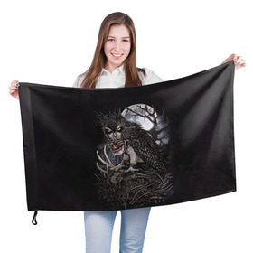 Флаг 3D с принтом Ночной охотник , 100% полиэстер | плотность ткани — 95 г/м2, размер — 67 х 109 см. Принт наносится с одной стороны | арт | кристофер ловелл | луна | мода | ночной охотник | ночь | охотник | сердце | филин