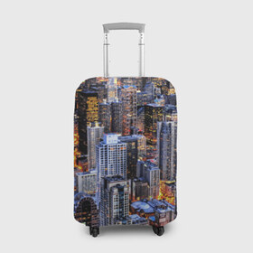 Чехол для чемодана 3D с принтом Вечерний город , 86% полиэфир, 14% спандекс | двустороннее нанесение принта, прорези для ручек и колес | ночь | огни | пейзаж
