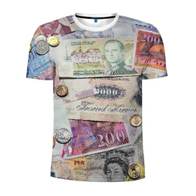 Мужская футболка 3D спортивная с принтом Pounds , 100% полиэстер с улучшенными характеристиками | приталенный силуэт, круглая горловина, широкие плечи, сужается к линии бедра | money | pound | деньги | фунты