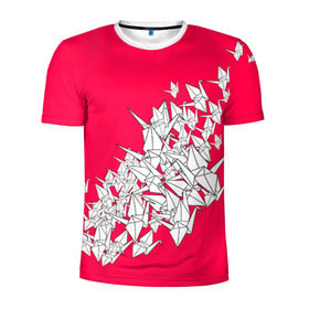 Мужская футболка 3D спортивная с принтом 1000 Cranes , 100% полиэстер с улучшенными характеристиками | приталенный силуэт, круглая горловина, широкие плечи, сужается к линии бедра | 1000 cranes | cranes | paper | бумага | бумажные | журавли | журавлики | оригами