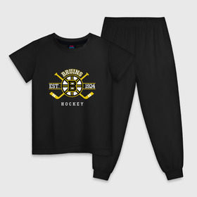 Детская пижама хлопок с принтом Bruins , 100% хлопок |  брюки и футболка прямого кроя, без карманов, на брюках мягкая резинка на поясе и по низу штанин
 | boston bruins | bruins | спорт | хоккей