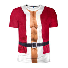 Мужская футболка 3D спортивная с принтом Костюм Деда Мороза , 100% полиэстер с улучшенными характеристиками | приталенный силуэт, круглая горловина, широкие плечи, сужается к линии бедра | christmas | new year | дед мороз | костюм | с новым годом | санта клаус | тело | торс