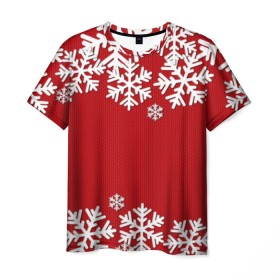 Мужская футболка 3D с принтом Снежинки , 100% полиэфир | прямой крой, круглый вырез горловины, длина до линии бедер | new year | snowflake | sweater | winter | зима | новый год | рождество | с новым годом | сhristmas | свитер | снежинка