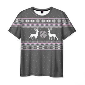 Мужская футболка 3D с принтом Свитер с оленями , 100% полиэфир | прямой крой, круглый вырез горловины, длина до линии бедер | deer | new year | sweater | winter | зима | новый год | олени | рождество | сhristmas | свитер