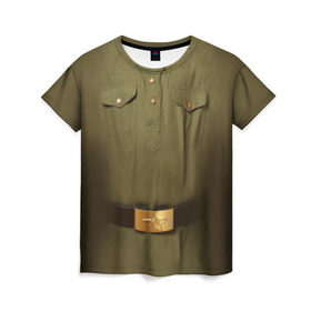 Женская футболка 3D с принтом Солдатская форма , 100% полиэфир ( синтетическое хлопкоподобное полотно) | прямой крой, круглый вырез горловины, длина до линии бедер | 23 | армейская | армия | защитник | отечества | солдат | февраля | форма