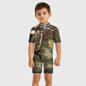 Детский купальный костюм 3D с принтом Армейская форма , Полиэстер 85%, Спандекс 15% | застежка на молнии на спине | 23 | армейская | армия | дембель | защитник | камуфляж | отечества | солдат | тельняшка | февраля | форма