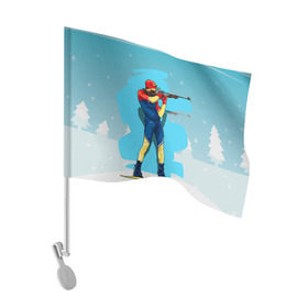 Флаг для автомобиля с принтом Биатлон , 100% полиэстер | Размер: 30*21 см | Тематика изображения на принте: biathlon | sport | winter | биатлон | биатлонисты | зимние виды спорта | спорт | стрельба