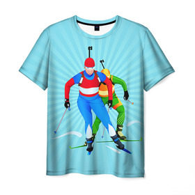 Мужская футболка 3D с принтом Биатлон , 100% полиэфир | прямой крой, круглый вырез горловины, длина до линии бедер | biathlon | sport | winter | биатлон | биатлонисты | зимние виды спорта | спорт | стрельба