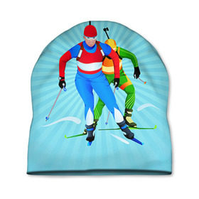 Шапка 3D с принтом Биатлон , 100% полиэстер | универсальный размер, печать по всей поверхности изделия | biathlon | sport | winter | биатлон | биатлонисты | зимние виды спорта | спорт | стрельба