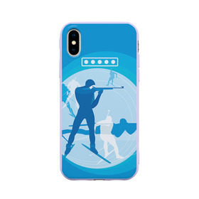 Чехол для Apple iPhone X силиконовый матовый с принтом Биатлон , Силикон | Печать на задней стороне чехла, без боковой панели | biathlon | sport | winter | биатлон | биатлонисты | зимние виды спорта | спорт | стрельба