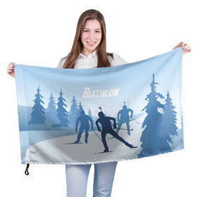 Флаг 3D с принтом Биатлон , 100% полиэстер | плотность ткани — 95 г/м2, размер — 67 х 109 см. Принт наносится с одной стороны | biathlon | sport | winter | биатлон | биатлонисты | зимние виды спорта | спорт | стрельба