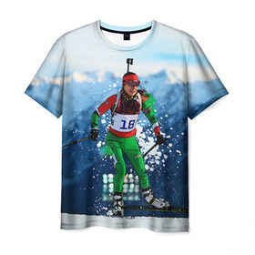 Мужская футболка 3D с принтом Биатлон , 100% полиэфир | прямой крой, круглый вырез горловины, длина до линии бедер | biathlon | sport | winter | биатлон | биатлонисты | зимние виды спорта | спорт | стрельба