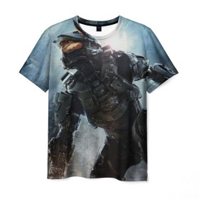 Мужская футболка 3D с принтом Halo , 100% полиэфир | прямой крой, круглый вырез горловины, длина до линии бедер | halo master chief
