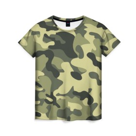 Женская футболка 3D с принтом Камуфляж Хаки , 100% полиэфир ( синтетическое хлопкоподобное полотно) | прямой крой, круглый вырез горловины, длина до линии бедер | camo | military | камо