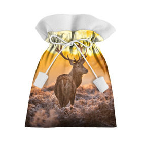 Новогодний 3D мешок с принтом Обернувшийся олень , 100% полиэстер | Размер: 29*39 см | живой принт который выделит вас из любой толпызакат | животное | красота | лес | невероятно тёплый | олень | рога | тайга