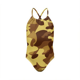 Детский купальник 3D с принтом Пустынный камуфляж , Полиэстер 85%, Спандекс 15% | Слитный крой, подклад по переду изделия, узкие бретели | camo | camouflage | military | камо