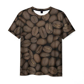 Мужская футболка 3D с принтом Кофе , 100% полиэфир | прямой крой, круглый вырез горловины, длина до линии бедер | Тематика изображения на принте: зёр | зерно | кофе | макро | обои | текстуры | фон | фото