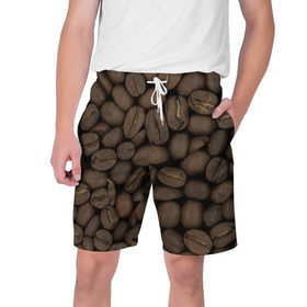 Мужские шорты 3D с принтом Кофе ,  полиэстер 100% | прямой крой, два кармана без застежек по бокам. Мягкая трикотажная резинка на поясе, внутри которой широкие завязки. Длина чуть выше колен | зёр | зерно | кофе | макро | обои | текстуры | фон | фото