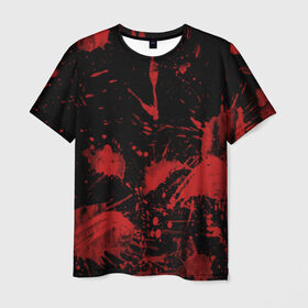 Мужская футболка 3D с принтом Текстуры , 100% полиэфир | прямой крой, круглый вырез горловины, длина до линии бедер | Тематика изображения на принте: кровь | размыв | текстуры пятна | черный