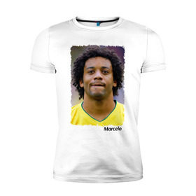 Мужская футболка премиум с принтом Марсело (Marcelo) , 92% хлопок, 8% лайкра | приталенный силуэт, круглый вырез ворота, длина до линии бедра, короткий рукав | Тематика изображения на принте: бразилия