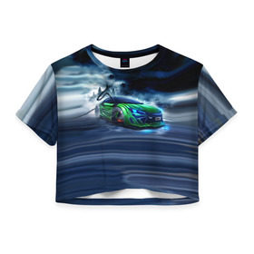 Женская футболка 3D укороченная с принтом Toyota FT-86 , 100% полиэстер | круглая горловина, длина футболки до линии талии, рукава с отворотами | ft 86 | toyota | тоёта | тойота