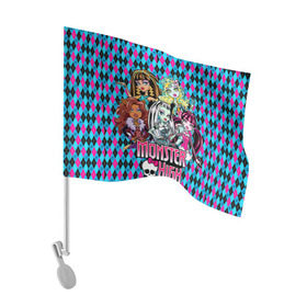 Флаг для автомобиля с принтом Monster High , 100% полиэстер | Размер: 30*21 см | монстер хай