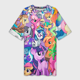 Платье-футболка 3D с принтом My Little Pony ,  |  | Тематика изображения на принте: friendship is magic | mlp | my little pony | pinky pie | pony | swag | дружба | литл пони | мой маленький пони | пони | поняши | поняшки | сваг | свэг | чудо