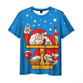 Мужская футболка 3D с принтом Дед мороз , 100% полиэфир | прямой крой, круглый вырез горловины, длина до линии бедер | happy new year | new year | santa | santa claus | дед мороз | новый год | с новым годом | санта клаус | снежинки