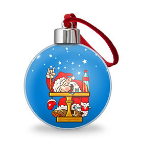 Ёлочный шар с принтом Дед мороз , Пластик | Диаметр: 77 мм | happy new year | new year | santa | santa claus | дед мороз | новый год | с новым годом | санта клаус | снежинки