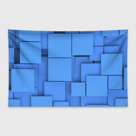 Флаг-баннер с принтом Квадрат , 100% полиэстер | размер 67 х 109 см, плотность ткани — 95 г/м2; по краям флага есть четыре люверса для крепления | паттерн | синий | текстура