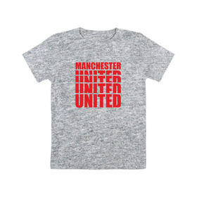 Детская футболка хлопок с принтом Manchester United red , 100% хлопок | круглый вырез горловины, полуприлегающий силуэт, длина до линии бедер | manchester | united | манчестер | юнайтед