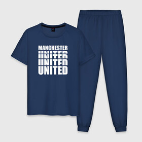 Мужская пижама хлопок с принтом Manchester United white , 100% хлопок | брюки и футболка прямого кроя, без карманов, на брюках мягкая резинка на поясе и по низу штанин
 | manchester | united | манчестер | юнайтед